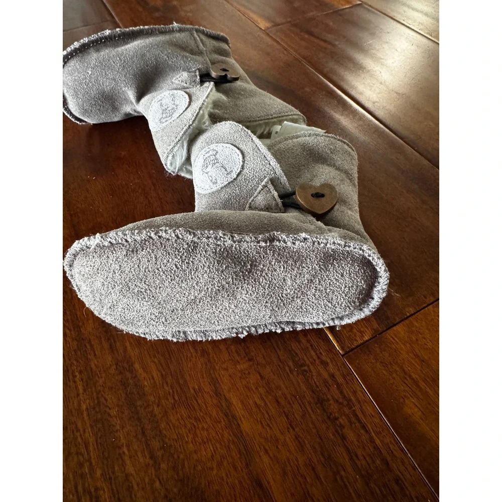 Lupilu Leather Suede Baby Boots Kids Size 18/19 Grey Excellent Wool Blend Lining